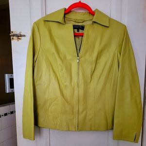 Jones New York Lime Green Leather Jacket